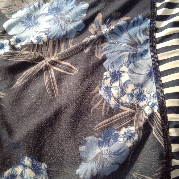 wonder nation Navy Blue Floral & White Striped Long Sleeve One-Piece Swimsuit - Picture 4 of 5